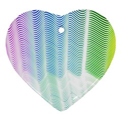 Light Means Net Pink Rainbow Waves Wave Chevron Green Ornament (heart) by Mariart