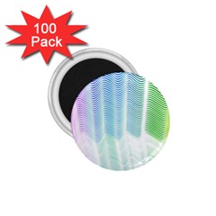 Light Means Net Pink Rainbow Waves Wave Chevron Green 1 75  Magnets (100 Pack) 