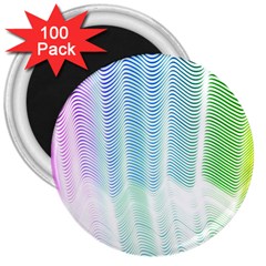 Light Means Net Pink Rainbow Waves Wave Chevron Green 3  Magnets (100 Pack)