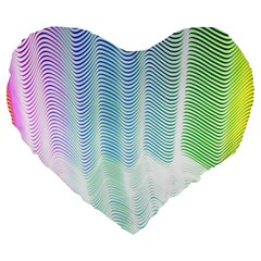 Light Means Net Pink Rainbow Waves Wave Chevron Green Large 19  Premium Flano Heart Shape Cushions by Mariart