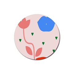 Lip Sexy Flower Tulip Heart Pink Red Blue Green Love Rubber Round Coaster (4 pack) 