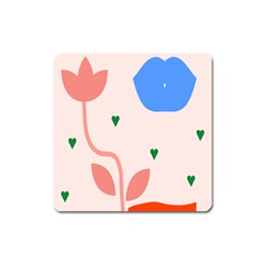 Lip Sexy Flower Tulip Heart Pink Red Blue Green Love Square Magnet