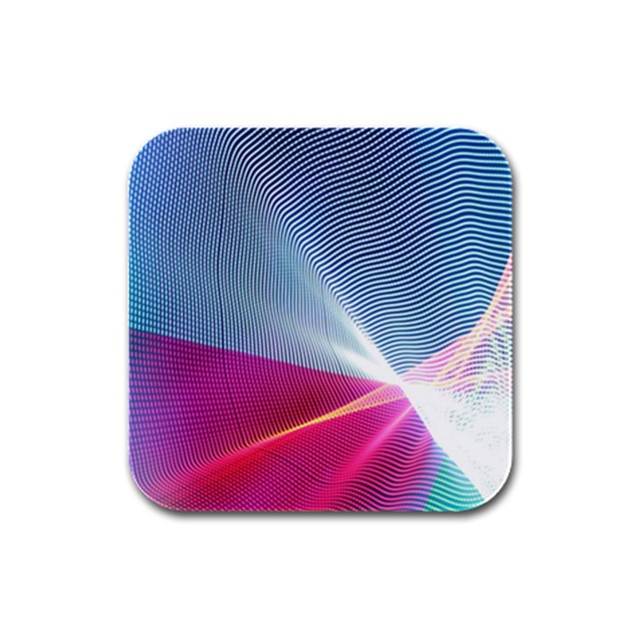 Light Means Net Pink Rainbow Waves Wave Chevron Red Rubber Square Coaster (4 pack) 