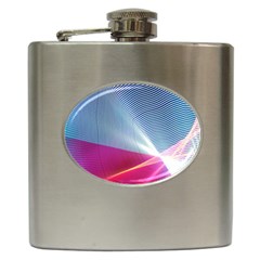 Light Means Net Pink Rainbow Waves Wave Chevron Red Hip Flask (6 Oz) by Mariart
