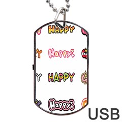 Lucky Happt Good Sign Star Dog Tag Usb Flash (two Sides) by Mariart