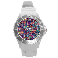 Moreau Rainbow Paint Round Plastic Sport Watch (l)