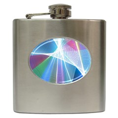 Light Means Net Pink Rainbow Waves Wave Chevron Green Blue Sky Hip Flask (6 Oz) by Mariart