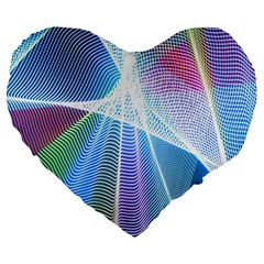 Light Means Net Pink Rainbow Waves Wave Chevron Green Blue Sky Large 19  Premium Flano Heart Shape Cushions by Mariart