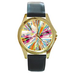 Illustration Material Collection Line Rainbow Polkadot Polka Round Gold Metal Watch