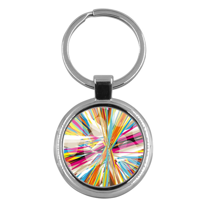 Illustration Material Collection Line Rainbow Polkadot Polka Key Chains (Round) 