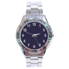 Purple Floral Seamless Pattern Flower Circle Star Stainless Steel Analogue Watch by Mariart