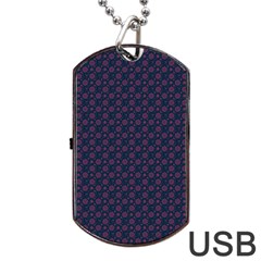 Purple Floral Seamless Pattern Flower Circle Star Dog Tag Usb Flash (one Side)