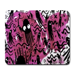 Octopus Colorful Cartoon Octopuses Pattern Black Pink Large Mousepads by Mariart