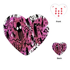 Octopus Colorful Cartoon Octopuses Pattern Black Pink Playing Cards (heart) 