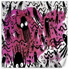 Octopus Colorful Cartoon Octopuses Pattern Black Pink Canvas 12  X 12  