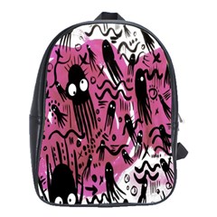 Octopus Colorful Cartoon Octopuses Pattern Black Pink School Bags(large)  by Mariart