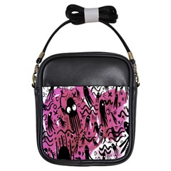 Octopus Colorful Cartoon Octopuses Pattern Black Pink Girls Sling Bags