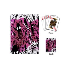 Octopus Colorful Cartoon Octopuses Pattern Black Pink Playing Cards (mini)  by Mariart