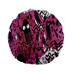 Octopus Colorful Cartoon Octopuses Pattern Black Pink Standard 15  Premium Round Cushions
