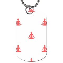 Seamless Pattern Man Meditating Yoga Orange Red Silhouette White Dog Tag (One Side)