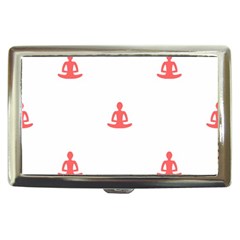 Seamless Pattern Man Meditating Yoga Orange Red Silhouette White Cigarette Money Cases