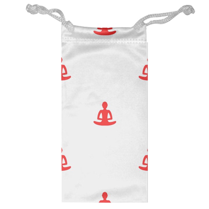 Seamless Pattern Man Meditating Yoga Orange Red Silhouette White Jewelry Bag