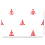 Seamless Pattern Man Meditating Yoga Orange Red Silhouette White Large Doormat  30 x20  Door Mat