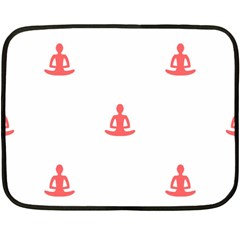 Seamless Pattern Man Meditating Yoga Orange Red Silhouette White Double Sided Fleece Blanket (Mini) 