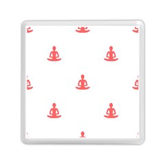 Seamless Pattern Man Meditating Yoga Orange Red Silhouette White Memory Card Reader (Square) 