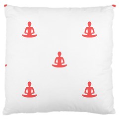 Seamless Pattern Man Meditating Yoga Orange Red Silhouette White Large Cushion Case (Two Sides)