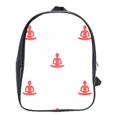 Seamless Pattern Man Meditating Yoga Orange Red Silhouette White School Bags (XL) 