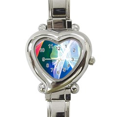 Net Sea Blue Sky Waves Wave Chevron Heart Italian Charm Watch by Mariart