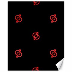 Seamless Pattern With Symbol Sex Men Women Black Background Glowing Red Black Sign Canvas 11  X 14   by Mariart