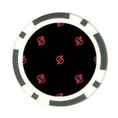 Seamless Pattern With Symbol Sex Men Women Black Background Glowing Red Black Sign Poker Chip Card Guard (10 Pack)