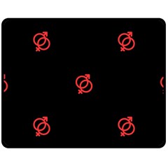 Seamless Pattern With Symbol Sex Men Women Black Background Glowing Red Black Sign Fleece Blanket (medium) 