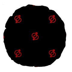 Seamless Pattern With Symbol Sex Men Women Black Background Glowing Red Black Sign Large 18  Premium Round Cushions by Mariart