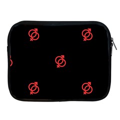 Seamless Pattern With Symbol Sex Men Women Black Background Glowing Red Black Sign Apple Ipad 2/3/4 Zipper Cases by Mariart