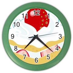 Seeds Strawberry Bread Fruite Red Color Wall Clocks by Mariart