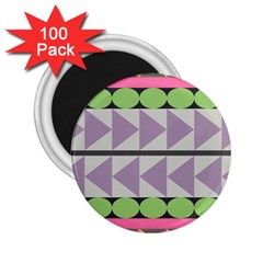 Shapes Patchwork Circle Triangle 2 25  Magnets (100 Pack)  by Mariart