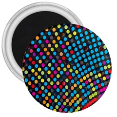 Polkadot Rainbow Colorful Polka Circle Line Light 3  Magnets by Mariart