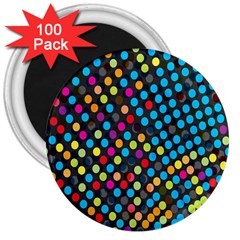 Polkadot Rainbow Colorful Polka Circle Line Light 3  Magnets (100 Pack)