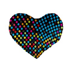 Polkadot Rainbow Colorful Polka Circle Line Light Standard 16  Premium Flano Heart Shape Cushions