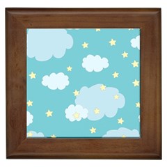 Stellar Cloud Blue Sky Star Framed Tiles by Mariart