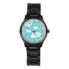 Stellar Cloud Blue Sky Star Stainless Steel Round Watch by Mariart