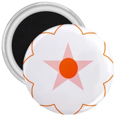 Test Flower Star Circle Orange 3  Magnets by Mariart