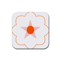 Test Flower Star Circle Orange Rubber Coaster (square) 