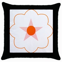 Test Flower Star Circle Orange Throw Pillow Case (black)