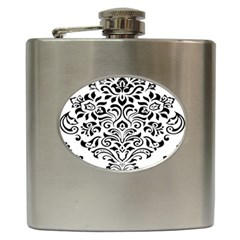 Vintage Damask Black Flower Hip Flask (6 Oz)