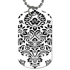 Vintage Damask Black Flower Dog Tag (two Sides)