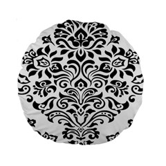 Vintage Damask Black Flower Standard 15  Premium Round Cushions